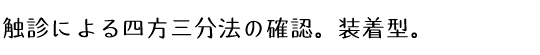 触診による四方三分法の確認。装着型。