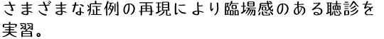 さまざまな症例の再現により臨場感のある聴診を実習。