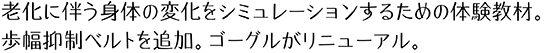 老化に伴う身体の変化をシミュレーションするための体験教材。
